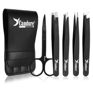 Candure Tweezers for Eyebrows – 5 Piece Set