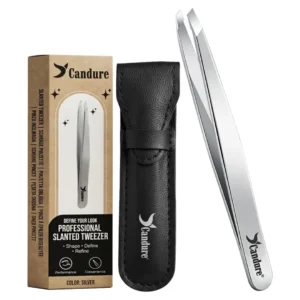 Candure Professional Slanted Tweezers – Silver