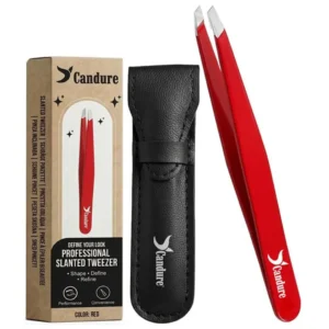 Candure Professional Slanted Tweezers – Red