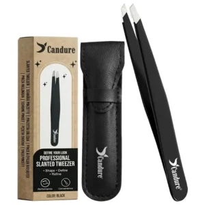 Candure Professional Slanted Tweezers – Black